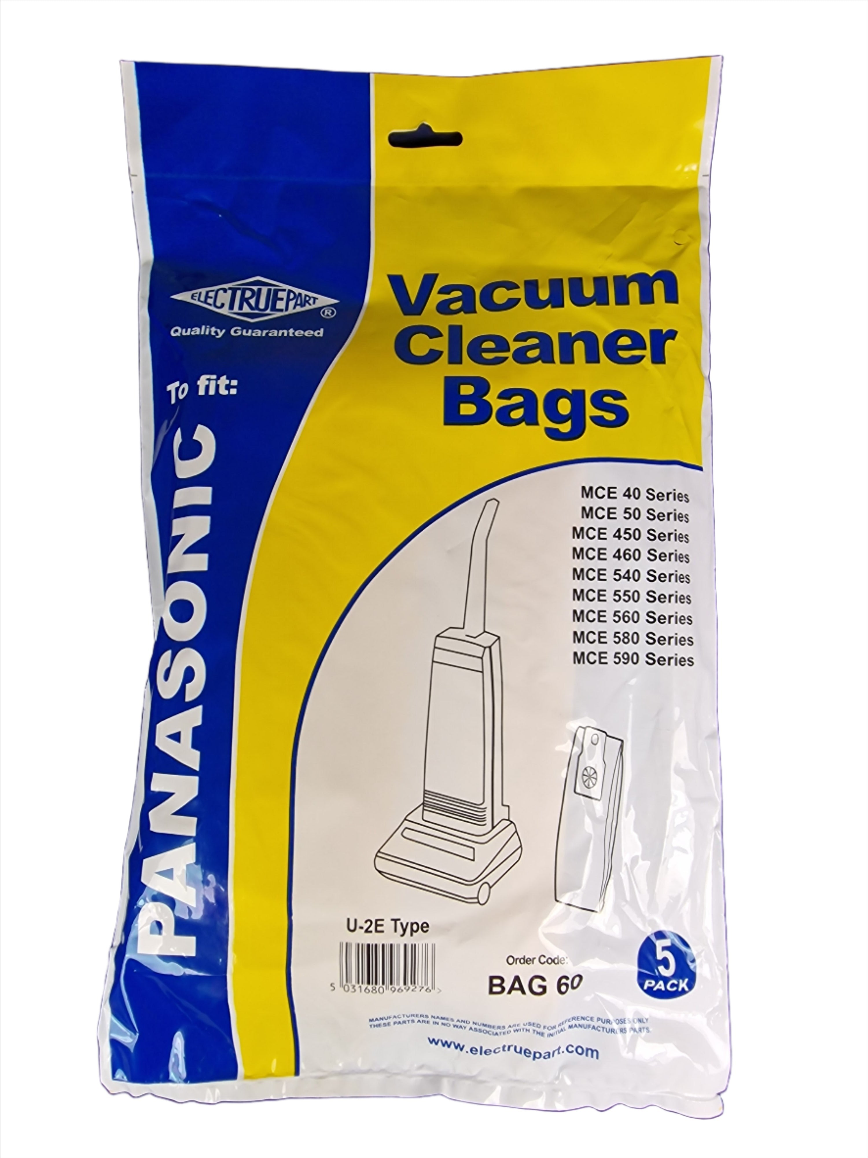 Panasonic upright vacuum cleaner dust bags (pack of 5) - BAG60 pattern part