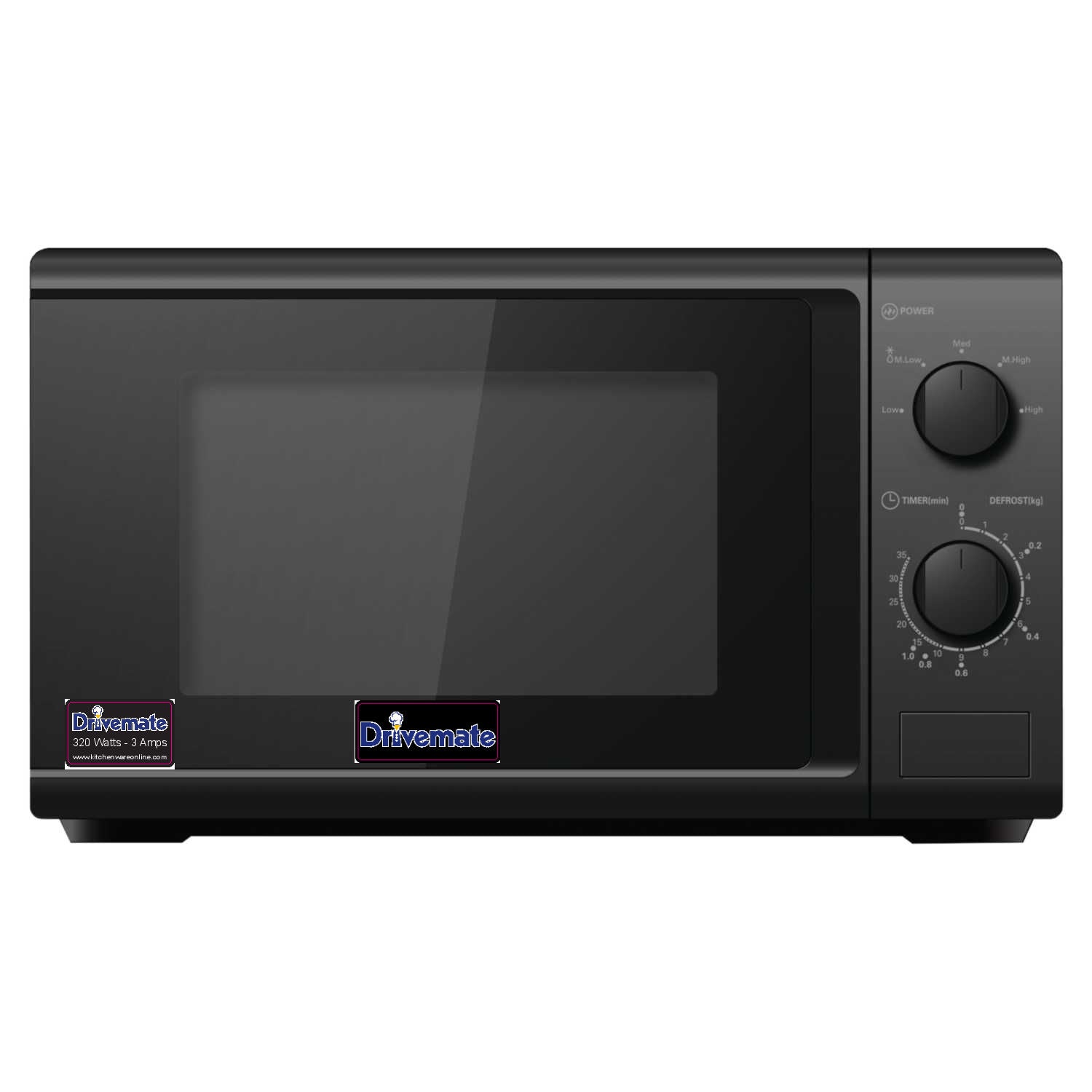 Low Power Black Microwave Oven drawing only 510 watts- Outputs 320 watts microwave power