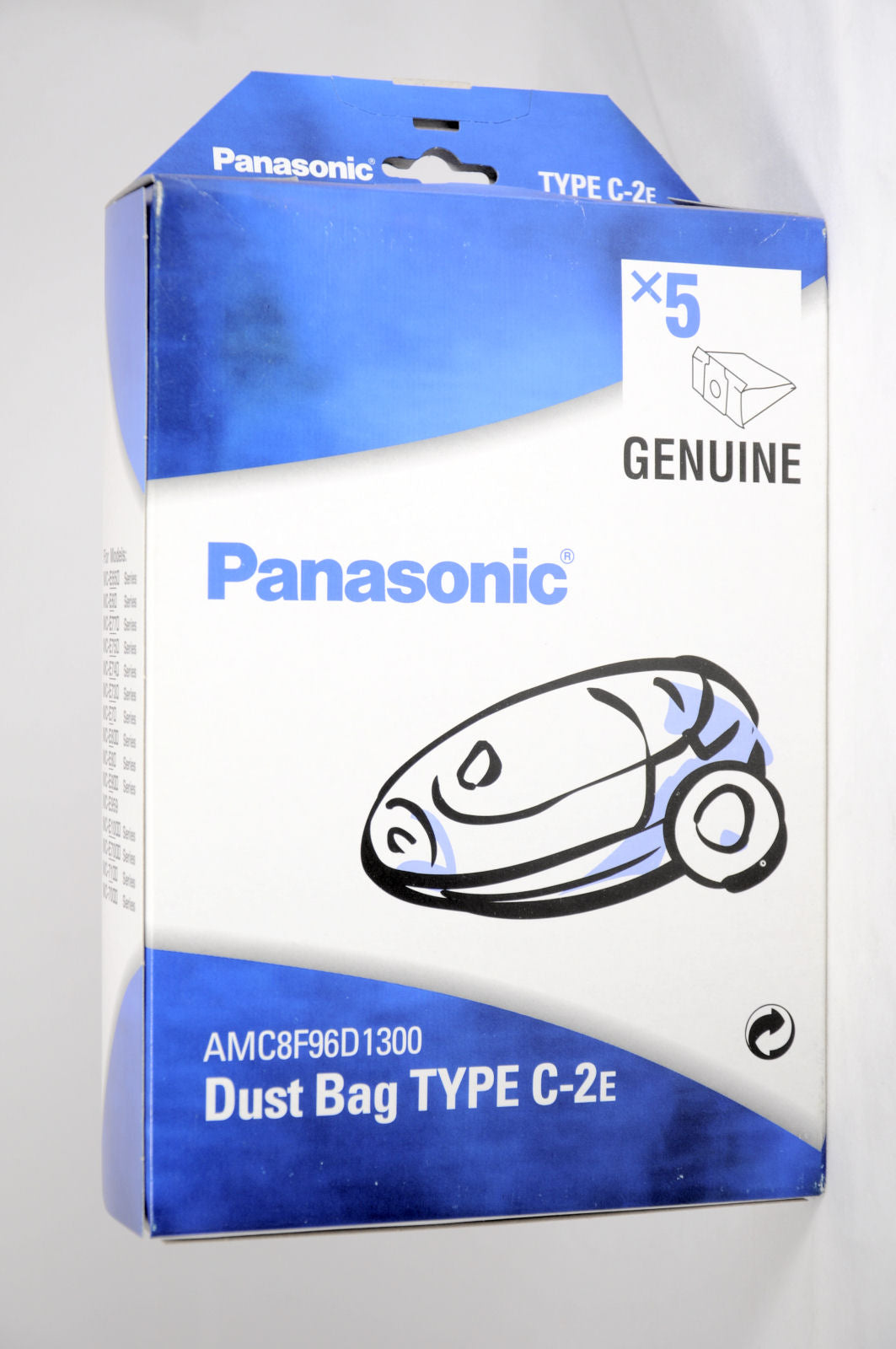 Panasonic cylinder vacuum cleaner dust bags C-2E pack of 5 - AMC8F96D1300